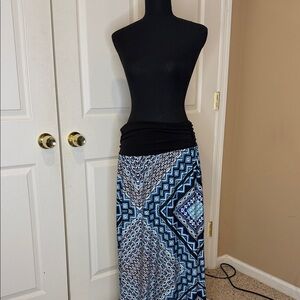 Alyx Geometric Black and Blue Maxi Skirt